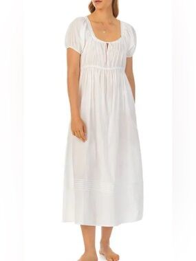 Lace Trim Cotton Lawn Ballet Night Gown -White Peasant Style Dress